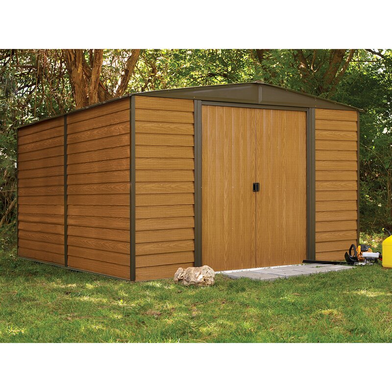 Arrow Woodridge 10 ft. W x 12 ft. D Metal Storage Shed ...